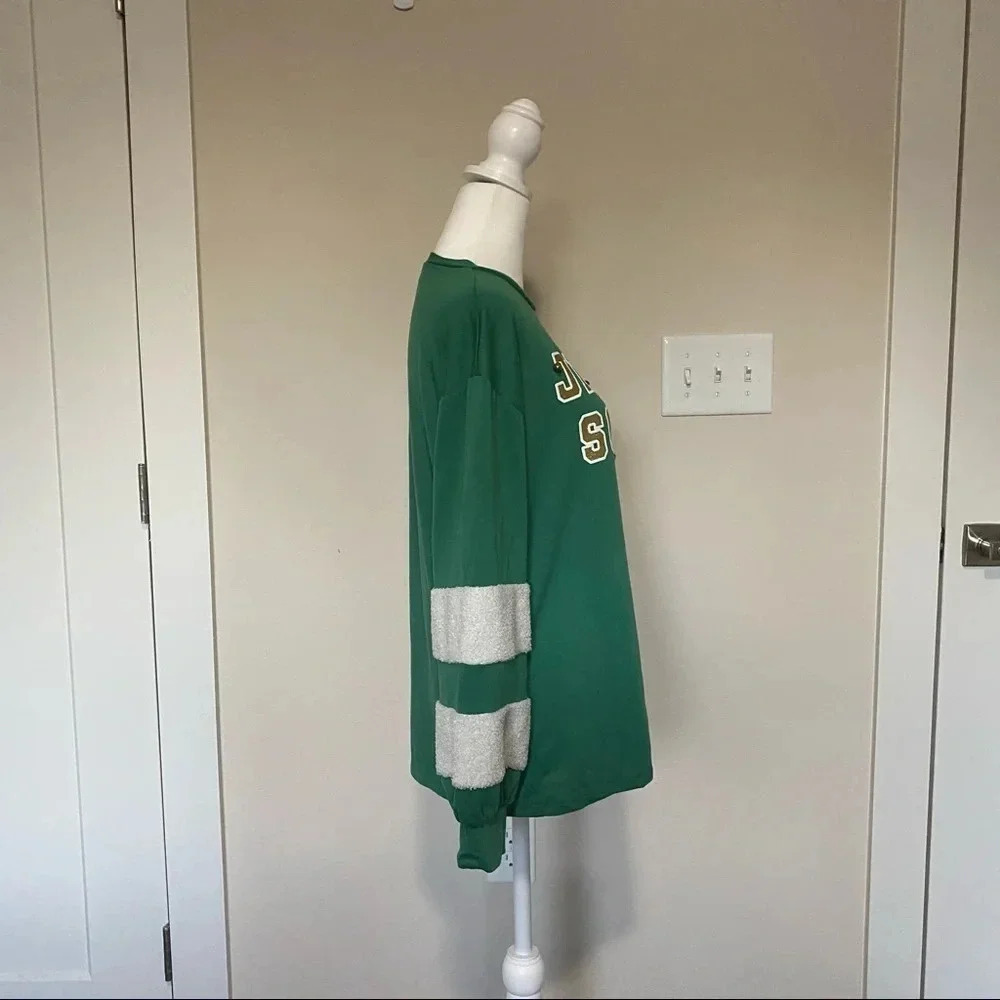 Joyland Green Christmas Holiday Pullover Sweater “Jingle Squad” With Real Bells - Picture 3 of 12